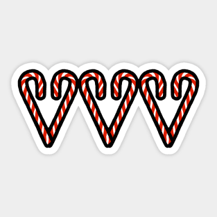 Christmas Candy Cane Hearts Sticker